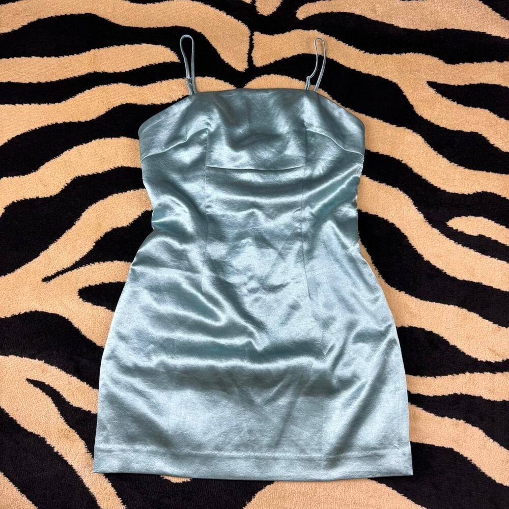 ★silky blue satin mini dress ★